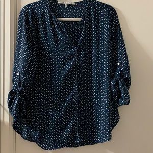 Navy blue polka dot blouse